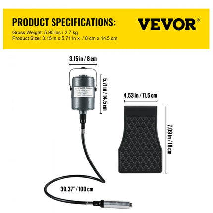 VEVOR Flex Shaft Grinder 380W Hangende Slijpmachine 500-23K TPM Hangmolen Flexshaft Grinder Machine met 1/4 inch 3-klauwplaat & Traploze Voetpedaal 131STKS Accessoires voor Sieraden Polijsten Slijpen