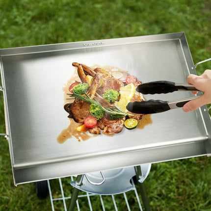 VEVOR grillplaat 430 roestvrij staal 58,7 x 39,5 x 9,9 cm - universele grillplaat 2 mm dik bruikbaar, outdoor BBQ party grillplaat met handgreep gasgrill voor gasgrill, houtskoolgrill en elektrische grillaccessoires