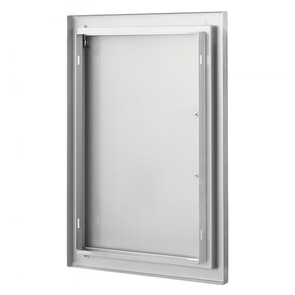 VEVOR Grilltoegangsdeur, 407 x 559 x 46 mm, enkele buitenkeukendeur, inbouw roestvrijstalen deur, verticale wanddeur met handgreep, voor grilleiland, grillstation, buitenkast, enz.