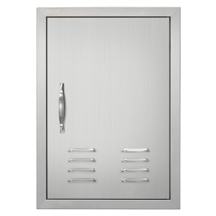 VEVOR Grilltoegangsdeur, 610 x 431 mm, enkele buitenkeukendeur, verzonken gemonteerde roestvrijstalen deur, verticale wanddeur met handgreep, ventilatieopeningen en haken, voor grilleiland, grillstation
