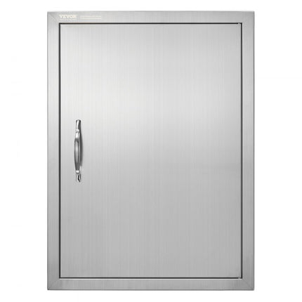 VEVOR Grilltoegangsdeur, 508 x 686 mm, enkele buitenkeukendeur, inbouw roestvrijstalen deur, verticale wanddeur met handvat, voor grilleiland, grillstation, buitenkast