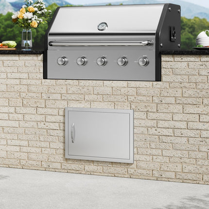 VEVOR Grilltoegangsdeur, 610 x 432 x 46 mm, enkele buitenkeukendeur, inbouw roestvrijstalen deur, verticale wanddeur met handgreep, voor grilleiland, grillstation, buitenkast, enz.