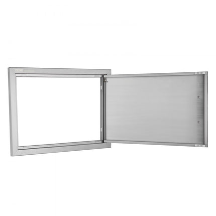 VEVOR Grilltoegangsdeur, 610 x 432 x 46 mm, enkele buitenkeukendeur, inbouw roestvrijstalen deur, verticale wanddeur met handgreep, voor grilleiland, grillstation, buitenkast, enz.