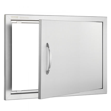 VEVOR Grilltoegangsdeur, 610 x 432 x 46 mm, enkele buitenkeukendeur, inbouw roestvrijstalen deur, verticale wanddeur met handgreep, voor grilleiland, grillstation, buitenkast, enz.