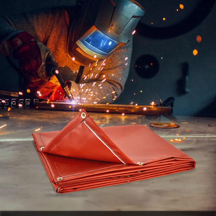 VEVOR lasgordijn 1,8 x 2,4 m lasbeschermingsgordijn van vlamvertragend vinyl lasbeschermingswand met 4 zwenkwielen en een 6-traps UV-werende lasdeken lasbescherming rood