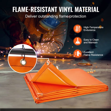 VEVOR lasgordijn 1,8 x 2,4 m lasbeschermingsgordijn van vlamvertragend vinyl lasbeschermingswand met 4 zwenkwielen en een 6-traps UV-beschermingslasdeken lasbescherming met venster