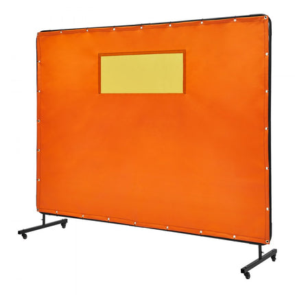 VEVOR lasgordijn 1,8 x 2,4 m lasbeschermingsgordijn van vlamvertragend vinyl lasbeschermingswand met 4 zwenkwielen en een 6-traps UV-beschermingslasdeken lasbescherming met venster