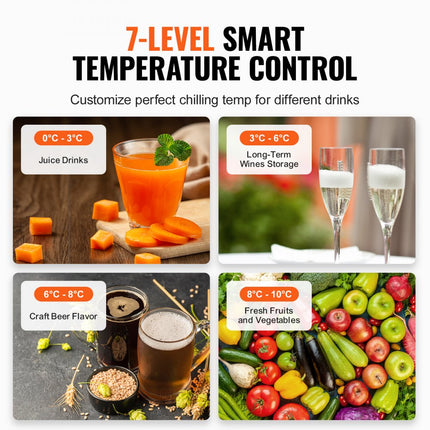 VEVOR drankenkoelkast flessenkoelkast zwart 345 L, drankenkoelkast met 5 verstelbare planken, gastro-drankenkoeler LED 7-traps knopbediening, commerciële koelkast