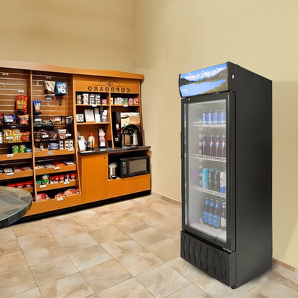 VEVOR drankenkoelkast flessenkoelkast zwart 195 L, drankenkoelkast met 3 verstelbare planken, gastro-drankenkoeler 7-niveau knopbediening, LED-commerciële koelkast