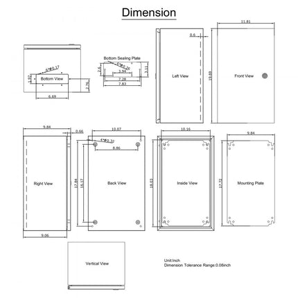 VEVOR schakelkast koolstofstaal verdeelkast industriële behuizing 50x30x25cm schakelkast IP66 & NEMA waterdichte aansluitdoos powerbox ideaal voor fabrieken bouwplaatsen winkelcentra etc.