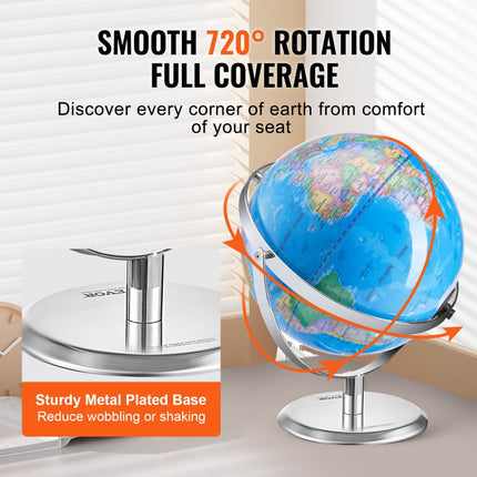 VEVOR Talking Globe 228,6 mm Interactieve wereldbol voor kinderen Educatieve wereldbol met slimme pratende pen LED-nachtlampje USB-interface Cadeaus voor kinderen (Taal: Engels)