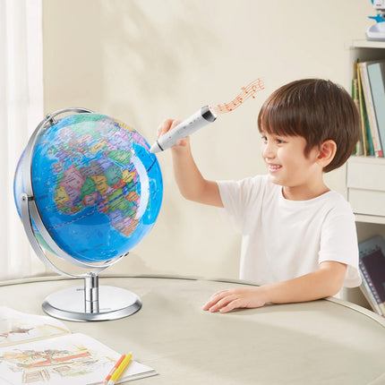 VEVOR Talking Globe 228,6 mm Interactieve wereldbol voor kinderen Educatieve wereldbol met slimme pratende pen LED-nachtlampje USB-interface Cadeaus voor kinderen (Taal: Engels)
