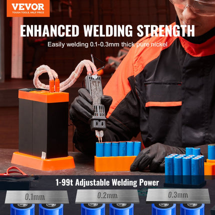 VEVOR draadloze puntlasmachine, 14,5 kW condensator, energieopslag, pulspuntlasmachine met 73B laspen, 801D krachtige puntlasmachine en 2 lasmodi voor 0,1-0,3 mm puur nikkel