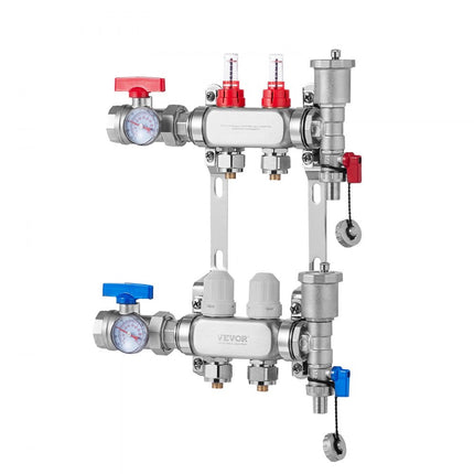 VEVOR 2 verwarmingscircuits verwarmingscircuitverdeler vloerverwarmingsstroomindicator 5L/min