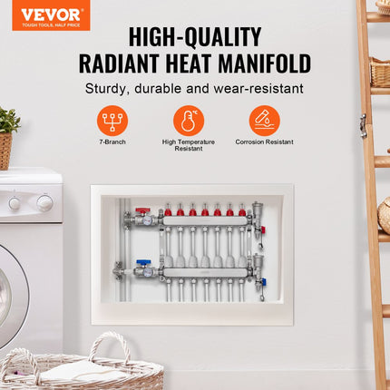 VEVOR 7 verwarmingscircuits verwarmingscircuitverdeler vloerverwarmingsstroomindicator 5L/min