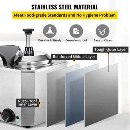 Elektrische Fudge Nacho Kaas Chocolade Dispenser Warmer met 1 Pomp voor Restaurant etc.