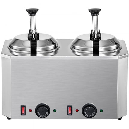 VEVOR 2.5LX2 Elektrische Warme Chocolade Kaasverwarmer Dispenser Machine met 2 Pompen