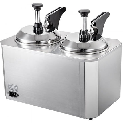 VEVOR 2.5LX2 Elektrische Warme Chocolade Kaasverwarmer Dispenser Machine met 2 Pompen