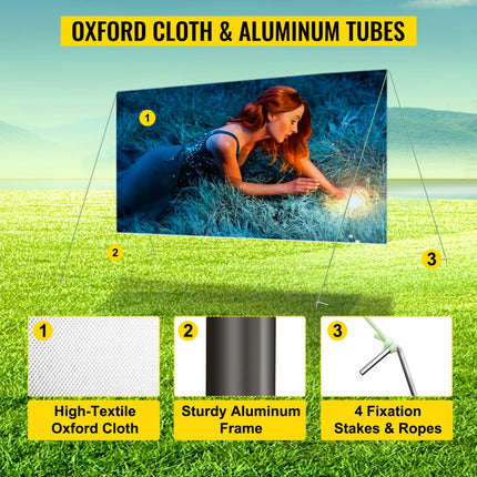 VEVOR Projectiescherm Beamer Scherm 226,1 x 139,7 cm Projectorscherm 16:9 Hd Projector Screen van Oxford-doek van Hoog Textiel met een Brede Kijkhoek