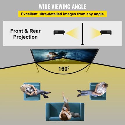 VEVOR Beamer Scherm Projectorscherm Projector Screen 135 in Beamer Projectieschermen Opvouwbaar Projectiescherm met Standaard 16:9 Hd Projectiescherm