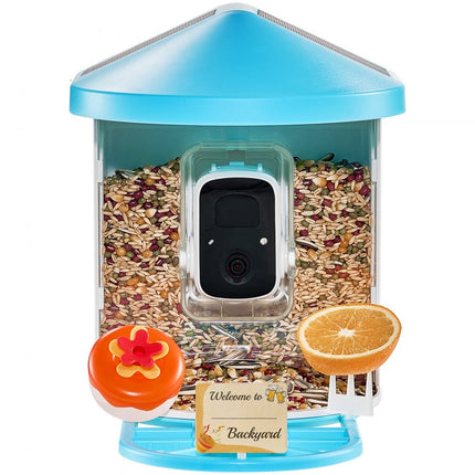 VEVOR vogelvoeder met camera vogelvoerstation voerdispenser 2xzonnemodules