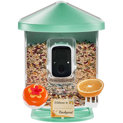 VEVOR vogelvoercamera vogelvoerstation voerdispenser 2xzonnemodules groen