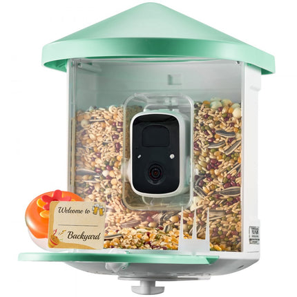 VEVOR vogelvoercamera vogelvoerstation voerdispenser 3xzonnemodules groen