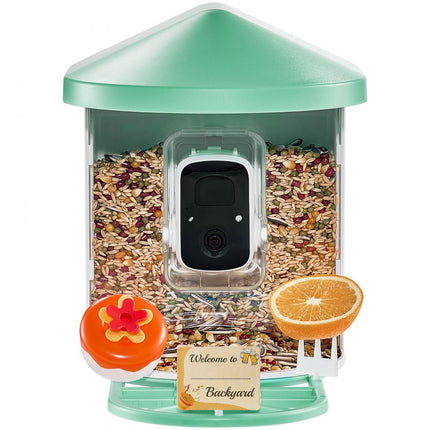 VEVOR vogelvoedercamera vogelvoerstation voerdispenser 1xzonnemodules groen