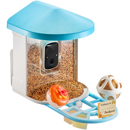 VEVOR vogelvoercamera vogelvoerstation voerdispenser 1xzonnemodules blauw