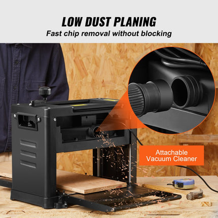 VEVOR vandiktebank 2 kW schaafmachine 2x schaafmes Dikteschaafmachine Maximale zaagdiepte 0,3 cm Maximale zaagdikte 15 cm schaafmachine Ideaal voor houtbewerking voor timmerlieden Doe-het-zelvers en decorateurs