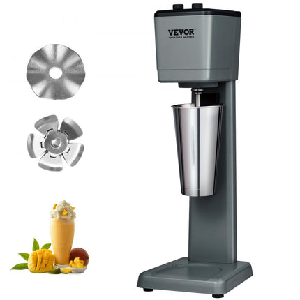 VEVOR Pro Drinkmixer Drankenmixer 375 W Milkshake-machine met enkele kop, 3 snelheden instelbaar 15000/18000/21000 RPM, roestvrijstalen beker Melk- en eiwitshake, drankmixer, cocktail, barmixer