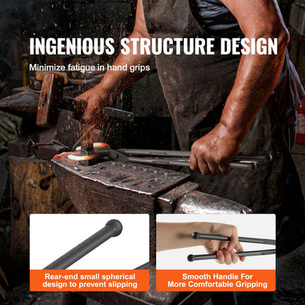 VEVOR smeedtangenset, V-Bit, Wolf, ZV-tang, 3-delige smeedtang van koolstofstaal, 461 x 68 x 18 mm / 458 x 38 x 19 mm / 463 x 78 x 52,3 mm, smeedtang met verlengde handgreep