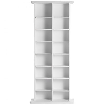 VEVOR media-opbergkast, 8 niveaus, verstelbare dvd-planken, 464 cd's, wit