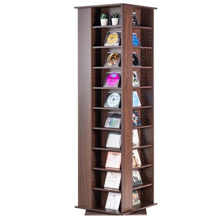 VEVOR Media-opbergkast 4-zijdig draaibare mediatoren 1040 CD's Espresso