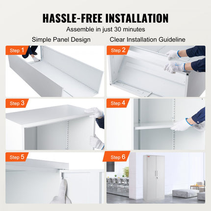 VEVOR 5-laags archiefkast zijcontainer met 2 magnetische deuren, 90,72 kg draagvermogen per plank, afsluitbare opbergkast, metalen kast kantoorladekast, voor kantoor, thuis enz. Wit