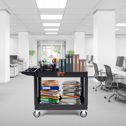 VEVOR serveerwagen 249kg draagvermogen afruimwagen 116x65x85cm servicewagen van PP werkplaatswagen met vergrendelbare wielen gereedschapswagen werkplaatswagen voor magazijnen garages kantoren tuiniers hotels