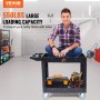 VEVOR servicewagen, 2 planken, 0,25 ton, kunststof multifunctionele wagen met 360° draaibare wielen, middelgrote plank, ergonomische opberghandgreep voor magazijn/garage/schoonmaak/kantoor