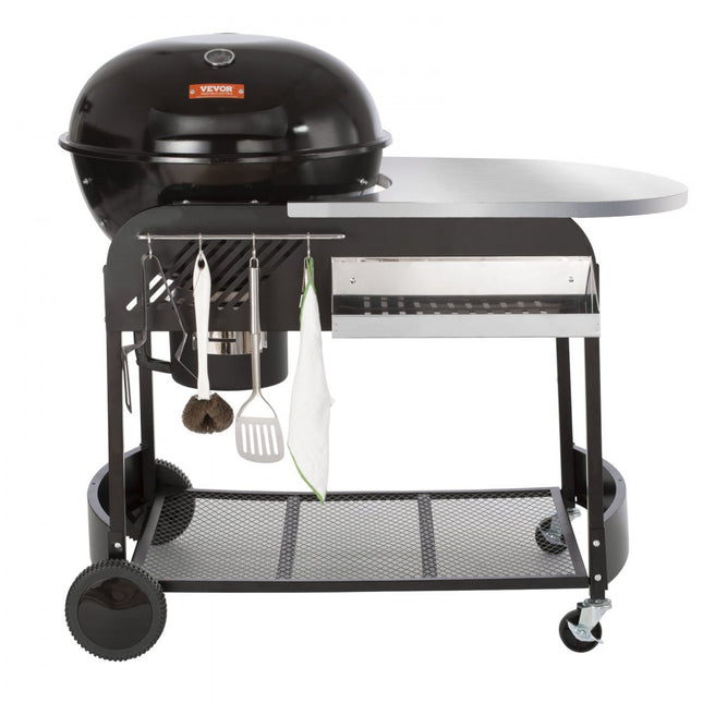 VEVOR houtskoolgrillwagen houtskoolgrills 109x79x101 cm, combinatiegrill grill open haard staande grill 54 x 54 cm grilloppervlak campinggrill met asbak en haak, buitenbarbecue grill ketelgrill familiediner