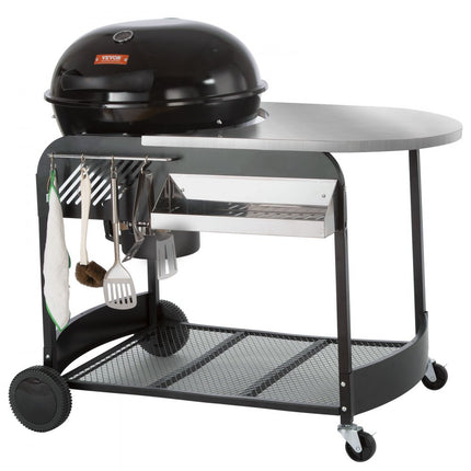 VEVOR houtskoolgrillwagen houtskoolgrills 109x79x101 cm, combinatiegrill grill open haard staande grill 54 x 54 cm grilloppervlak campinggrill met asbak en haak, buitenbarbecue grill ketelgrill familiediner