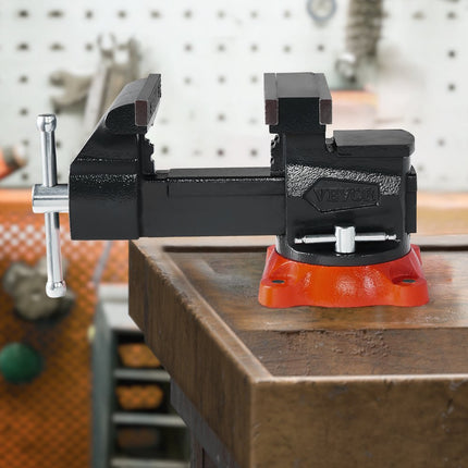 VEVOR 140 mm bankschroef, multifunctionele bankschroef, draaibare basis van gietijzer