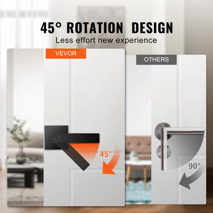 VEVOR 1xZwart deurbeslag Compatibele deurdikte 34,9-45 mm Deurkruk van zinklegering (ZnAI4) Deurkruk met vergrendelfunctie incl. 2 sleutels Deurknop 60-70 mm verstelbare krukset