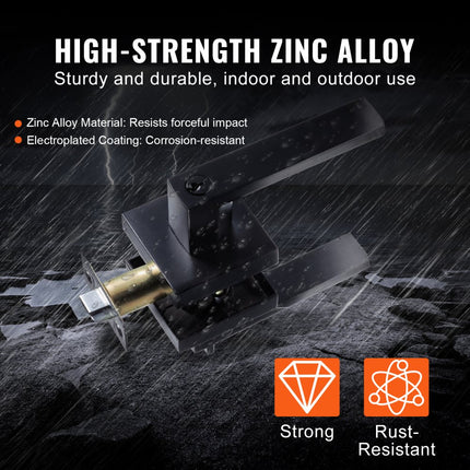 VEVOR 1xZwart deurbeslag Compatibele deurdikte 34,9-45 mm Deurkruk van zinklegering (ZnAI4) Deurkruk met vergrendelfunctie incl. 2 sleutels Deurknop 60-70 mm verstelbare krukset