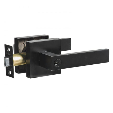 VEVOR 1xZwart deurbeslag Compatibele deurdikte 34,9-45 mm Deurkruk van zinklegering (ZnAI4) Deurkruk met vergrendelfunctie incl. 2 sleutels Deurknop 60-70 mm verstelbare krukset