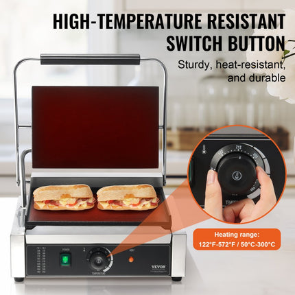 VEVOR Panini Persgrill Sandwichmaker Contactgrill Commercieel Elektrisch