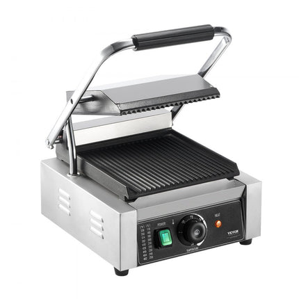 VEVOR Panini Press Grill Sandwich Maker Grillplaat 23x23cm Elektrisch Commercieel