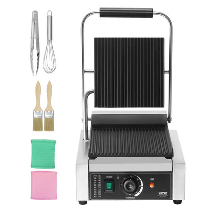 VEVOR Panini Press Grill Sandwich Maker Grillplaat 23x23cm Elektrisch Commercieel