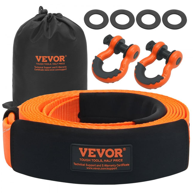 VEVOR Sleepriemherstelset 76,2 mm x 6,1 m (MBS-16329 kg) Tree Saver Lierriem Drievoudig versterkte lus en beschermende hoezen en opbergtas 3/4 "D-ringsluiting voor vrachtwagen Jeep SUV ATV