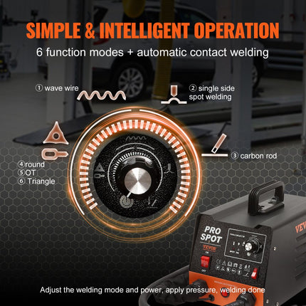 VEVOR puntlasapparaat uitdeukmachine 3 kW stiftlasapparaat uitdeukmachine 6-in-1 lasapparaat met oververhittingsbeveiliging body spotter 1,2 mm lasdikte voor koolstofstaal roestvrij staal ijzer