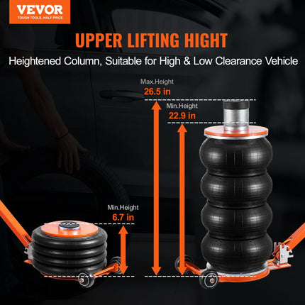 VEVOR pneumatische autokrik luchtkrik 6t SUV pick-up met vier zakken draagbaar zwart