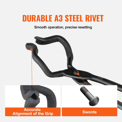 VEVOR smidtang, 463 x 78 x 52,3 mm ZV bit-smeedtang 96 ± 5 ° maximale kaakhoek, koolstofstaal ZV-bittang, 10,4 mm maximale kaakdikte, smeedtang met verlengd handvat